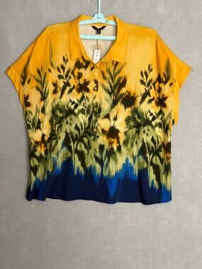 Investments Woman Tropical Floral Top Dolman Sleeve Women's 3X NEW